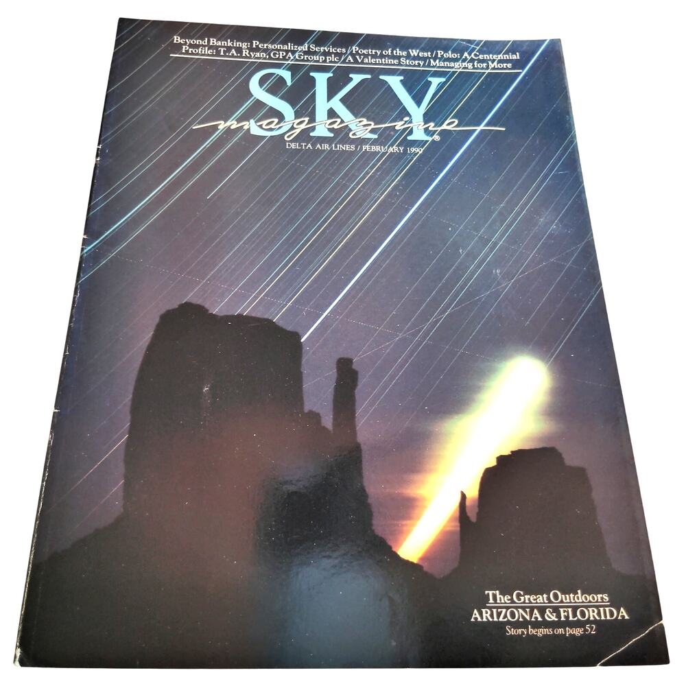 Vintage Delta SKY Magazine - February 1990, Polo, Arizona, Florida, T.A. Ryan